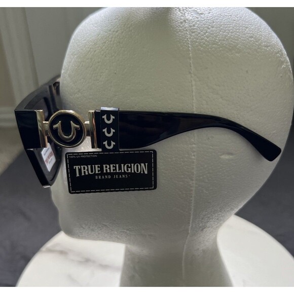 NWT Womens True Religion Sunglasses TRM1784X Black/Gold Reflectiv Oversized $90 main image 7